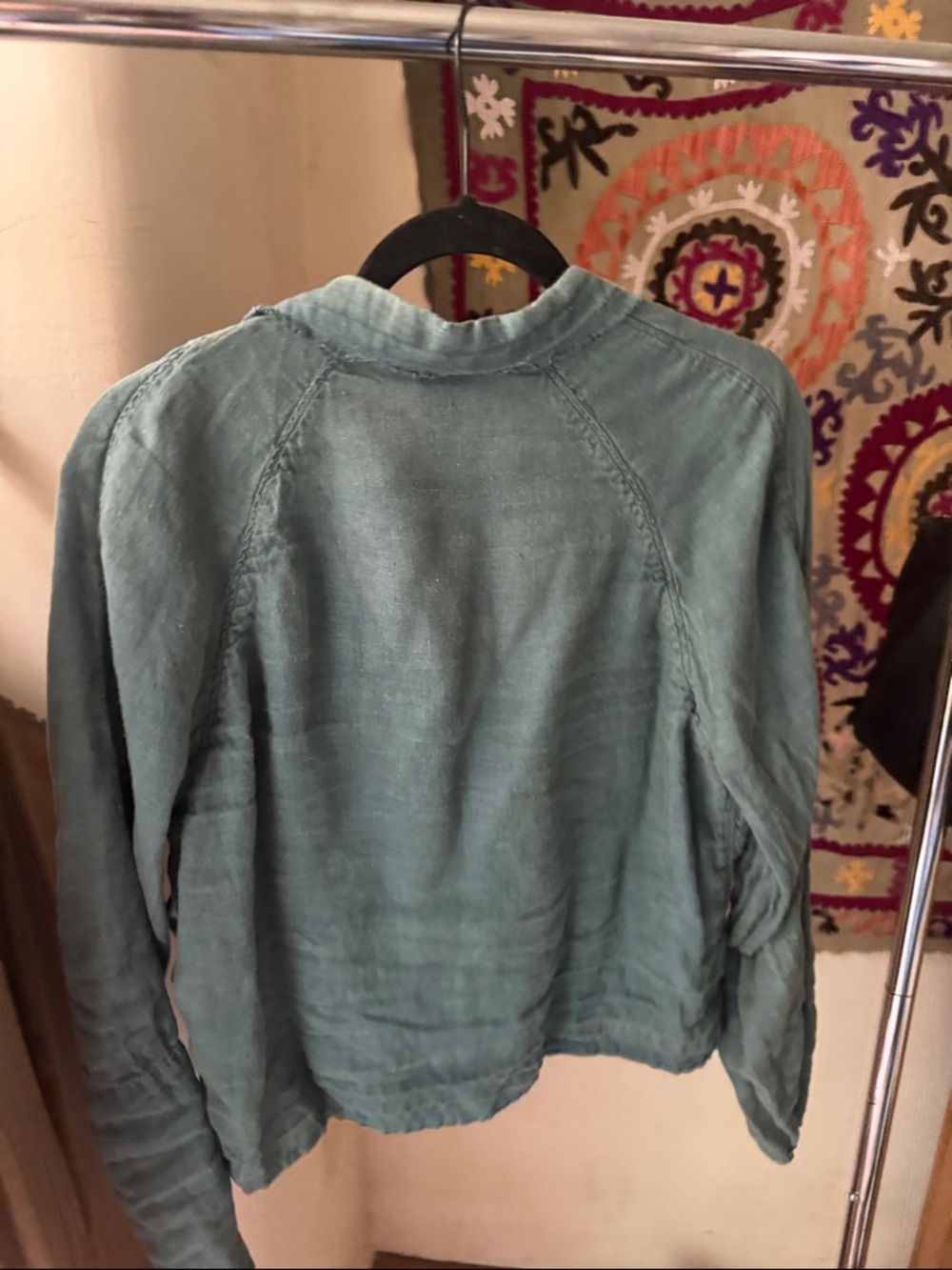 Washed Teal Button-Front Jean Jacket - Picture 3 of 4